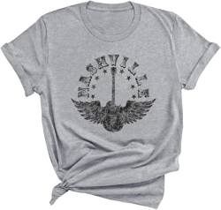 Vintage Nashville Guitar T-Shirt, Country Western Graphic Tee for Women, Concert Music Festival Shirt