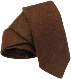 Copper, rust or potting soil brown hopsack textured linen mens tie for adults slim skinny standard linen burlap necktie