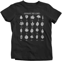 Kids Deciduous Leaves T Shirt Tree Identification Fall Foliage Identify Hiking Hiker Gift Arborist Leaf Shirt Graphic Tee Ladies