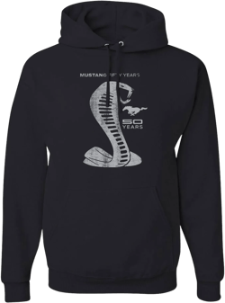 Shelby gray snake ford 50 mustang 50 years mens hoodies