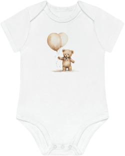 Watercolor Neutral Bodysuit, Unisex Baby One-Piece, Polka Dot Infant Outfit, Soft Cotton Newborn Romper, Baby Shower Gift Idea, Teddy Bear