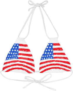 American Flag Strappy Triangle Bikini Top (AOP)