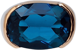 London Blue Topaz Signet Ring, Beautiful Cushion Blue Quartz Gemstone, 925 Sterling Silver, 22k Yellow Gold Ring, Gift Ring, Engraved Ring