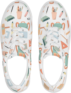 Teachers lace-up canvas athletic shoes ,Teachers sneakers perfect teacher gift, womens all day comfort sneakers , Casual tie sneakers
