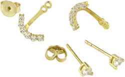 Sterling Silver front and back earrings - Gold earring jackets - dainty earring jackets - wear 2 way earrings - cz earrings - gifts for her