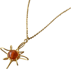 Sun Necklace Women Carnelian Crystal Necklace Orange Agate Sun Pendant Healing Crystal Necklace Wire Wrapped Necklace Christmas Gift Teacher