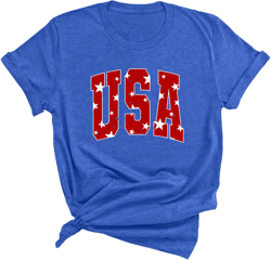 Distressed USA with Stars Graphic Tee, Retro Style USA T-Shirt, Fourth of July Shirt for Women