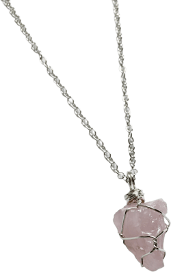 Raw Rose Quartz Wire Wrapped Crystal Necklace | Mini/Small Size