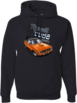 1970 vintage classic plymouth cuda american made cars mens hoodies