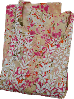 Chikankari handwork mul mul cotton floral  kurta