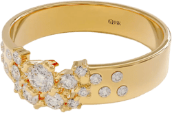Cluster Wedding Band Ring, 14k Solid Gold Thick Anniversary Band Moissanite Ring,Dainty Promise Ring for Women,Created Diamond Ring, Lillian