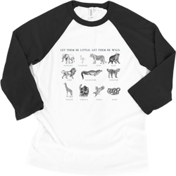 Let Them Be Wild Raglan, Types of Animals Chart Graphic Tee, Zoo Themed Raglan Shirt for Kids