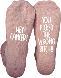 Cancer Fighter Gift, Hey Cancer You Picked the Wrong Bitch, Fuck Cancer Sock, Breast Cancer, Cancer Survivor, Get Well Soon, Chemo Treatment