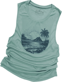 Hawaiian Beach and Palm Trees Design Womens Flowy Basic Muscle Tank - HB