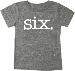 Sixth 6th Birthday &#39;Six&#39; Tri Blend Kid&#39;s T-Shirt - Boy and Girl Tee Twins Triplets