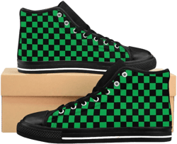 Womens Black Checkered Shoes High Top Sneakers Old School Retro Classic Skater Streetwear Checkers Footwear Eighties Nineties 80s 90s