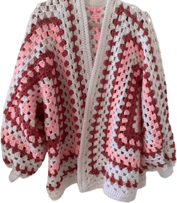 Customizable Hexagon Cardigan Crochet Oversized Made to Order Adult Women&#39;s Men&#39;s Personalizable Slouchy Sweater