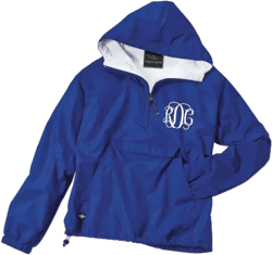 Royal Blue Monogrammed Personalized Half Zip Rain Jacket Pullover by Charles River Apparel
