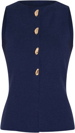 Navy Compact Knit Button through Vest