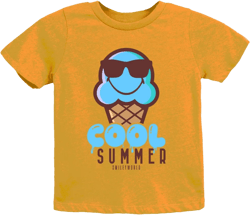 The Juniper Shop SmileyWorld Cool Summer Ice Cream Blue Youth Short Sleeve Tee - S - Mustard