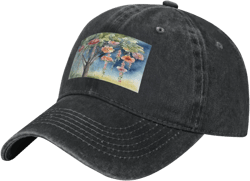 Unisex Baseball Cap Adjustable Sun Hat, Breathable Cotton Dad Hat with Sweat-Wicking Band & Metal Closure, Lightweight Outdoor Cap for Sports, Travel, Daily Wear, Floral, Black