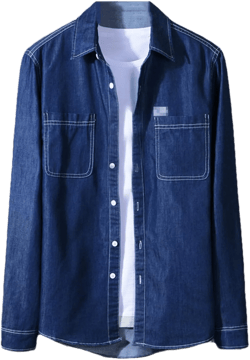Spring Summer Men's Denim Slim Shirt Fashion Cowboy Jacket Business Casual Top Large 801 Blue