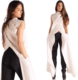 Avant Garde Linen Top, Womens Clothing, Spring Style, Futuristic Clothing, Cyberpunk Clothing, Linen Clothing, White Linen Tunic, Asymmetric