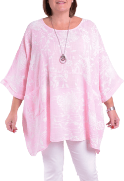 Lagenlook Oversized 100% Cotton Tunic Top Italian New Design Floral Lightweight Lilac, Pink, Yellow, Grey, Green *Star Seller*  10077 Floral