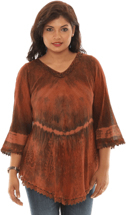 Women's Casual Tie-dye 3/4 Sleeves Tunic Top- Plus, Plus Size Tunic Top, Boho Tie-Dye Tunic For Women, Summer Spring Fall wear, Gift For Her