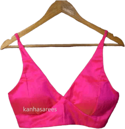 Silk Crop Top Indian Style Wedding Attire Party Wear Silk Blouse Size Custom Padded Pink V Neck Strap Design Wedding Guest Saree Look