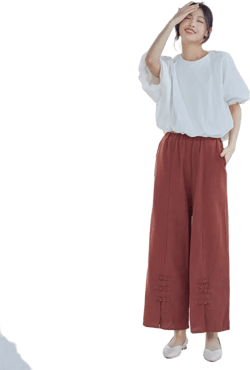 Summer Pant Women Elastic Waist Cotton Pants Soft Casual Loose Boho Trousers Wide Leg Pant Customized Plus Size Pants Linen Spring Pant