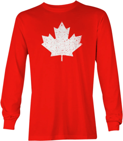 Distressed Maple Leaf - Unisex Long Sleeve T-Shirt - Canada Canadian Eh Hockey Bacon Maple Syrup Polite The North 6 Nationality Pride