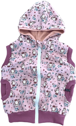 Cuddly vest jacket vest sweat jacket jersey teddy plush fleece &quot;Ivy Owls&quot; owl owls old pink Juna Rosa Blush 68 74 80 86 92 98 104 110 116