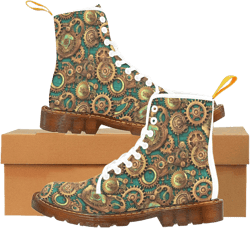 Machine Gears Canvas Boots Women, Casual Lace-Up Boots Shoes, Fashion Comfortable High Top Shoes, Aesthetic Hiking Boots, Combat Boots