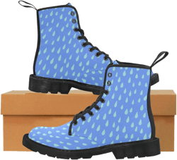 Raindrops Canvas Boots Women, Casual Lace-Up Boots Shoes, Fashion Comfortable High Top Shoes, Aesthetic Hiking Boots, Weather Combat Boots