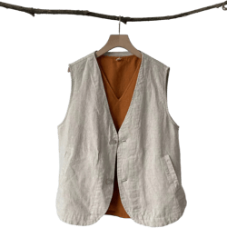 Women&#39;s Linen Vest/Linen Vest Women/Fall Vest Women/Heavy Linen Vest/Linen West Fall/Simle Linen Vest/Button Front Vest Women/Vintage Vest