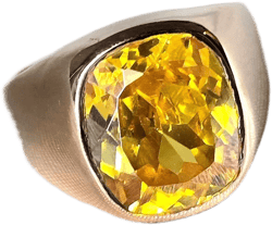 Citrine Signet Cushion 925 Sterling Silver Ring, Men&#39;s Ring, Women Ring, Gift Ring, Handmade Ring, Engraved Ring, Yellow Gemstone Ring