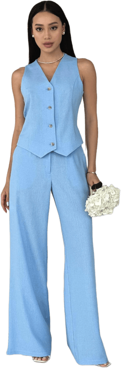 Women’s linen suit vest trousers summer natural fabric stylish lightweight comfortable breathable casual loose elegant classic outfit