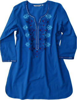 Ayurvastram IVY Embroidered Mirror Work Printed Pure Cotton Tunic