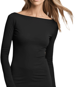 Women Boatneck Tunic Top Long Sleeve Tunic Knit Top Casual Tunic Top Sweater Cotton Tunic Top For Tall  Women / Custom Length & Plus Size