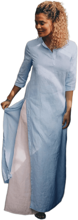 Summer Linen Shirt Dress, Maxi Linen Tunic Dress, Long Tunic Top in Light Blue Linen, Linen Clothing for Women, Plus Size Boho Tunic Shirt
