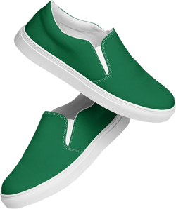 Solid Dark Jewel Green Canvas Shoes Women, Casual Slip-On Shoes, Fashion Comfortable Low-Top Canvas Sneakers Shoes, Green Lover Gift for Her