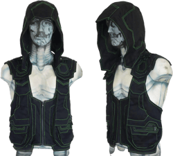 Teleporter hooded Tech Vest multi pockets cyber futuristic clothing for men