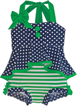 Retro Hi-Lo Tankini & High Waisted Trunks in Coastline: 2020 Collection (Size 4, 5, 8, 10) girls tween 2 piece modest vintage swimsuit