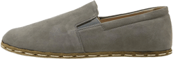 Women&#39;s Handmade Nubuck Gray Barefoot Zero Drop Sole Slip-Ons - Organic Leather Earthing Shoes - Turkish Wide Toe Box Slip-Ons
