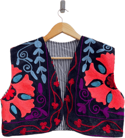 Sleeveless Bridesmaid Gift Velvet vest, Velvet Embroidery Floral Short coat, Best Seller Boho Jacket Coat, Embroidery coat, Suzani Gilet