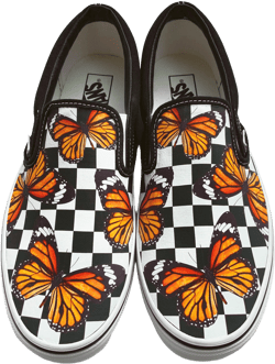 Checkerboard Monarch Butterfly Custom Vans Brand Slip-on Shoes