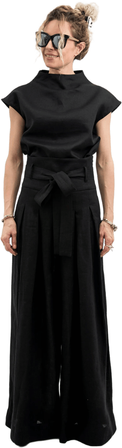 Black wide leg linen pants women, high waisted pants women linen clothing, Womens wide trousers