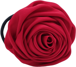 Handmade Satin Fabric Simple Rose Elastic Band Ponytail Holder Women hair accessories