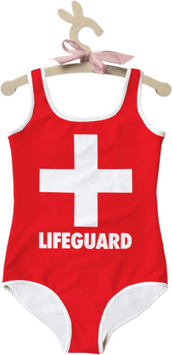 Girls Lifeguard Swimsuit, Red One Piece Bathing Suit, Kids Summer Swimwear, Toddler Bright Safety Swimsuit